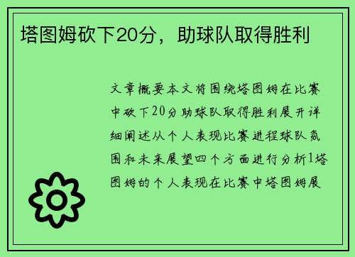 塔图姆砍下20分，助球队取得胜利